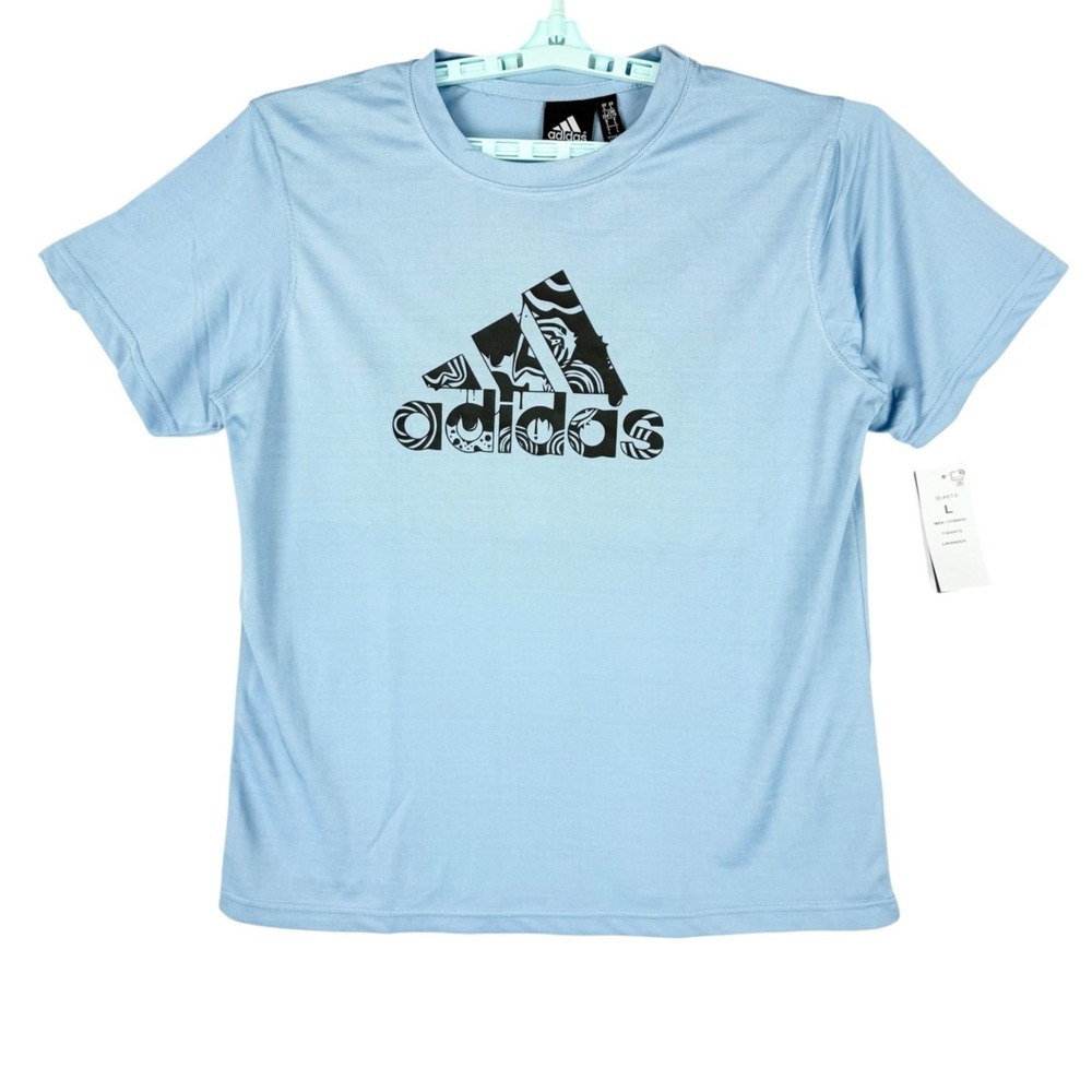 Adidas Men's Short Sleeve Light Blue Graphic Logo T-Shirt Size Large NWT